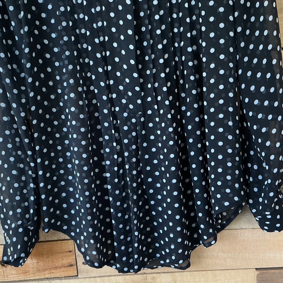 Daniel Rainn M Blouse Sheer Polka Dot Roll Tab Sleeve Pleated Front Romantic - Picture 4 of 9
